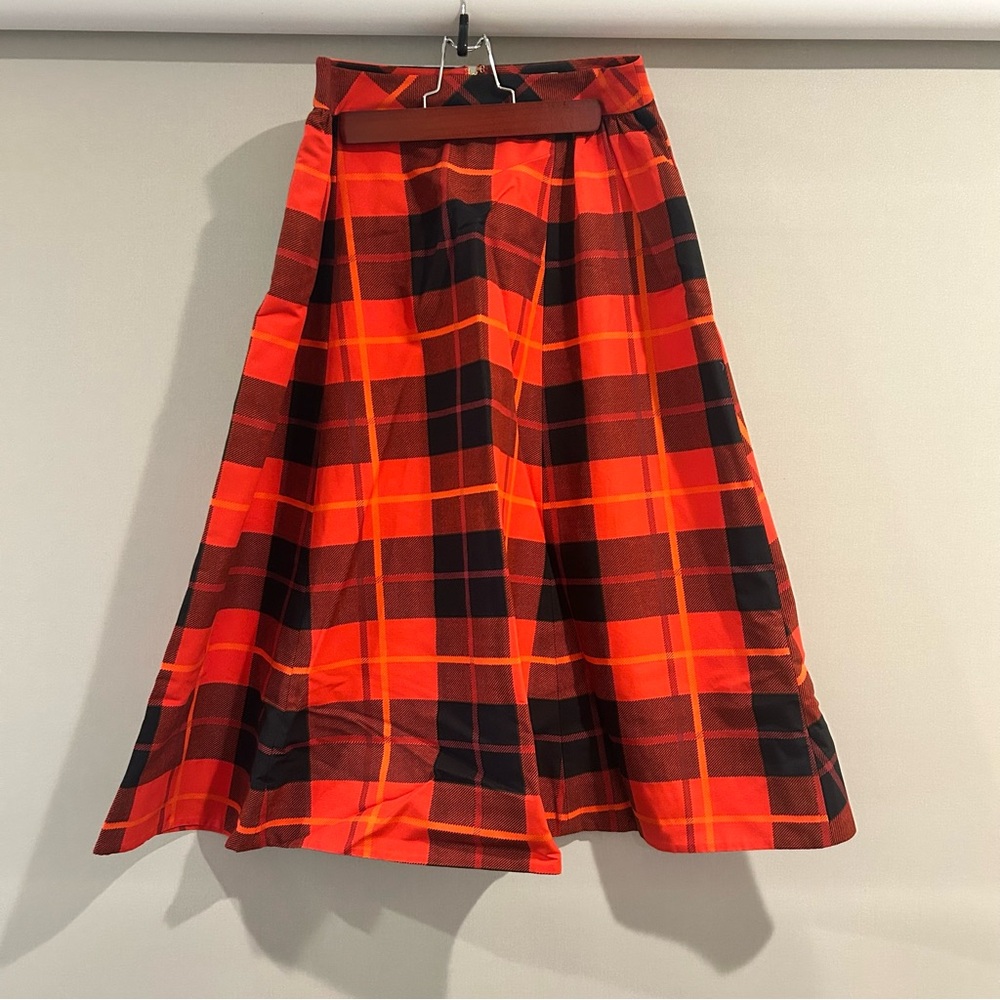Kate Spade Red and Black Plaid A-Line Skirt woodland Stewart Midi